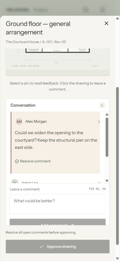 Mobile drawing comments